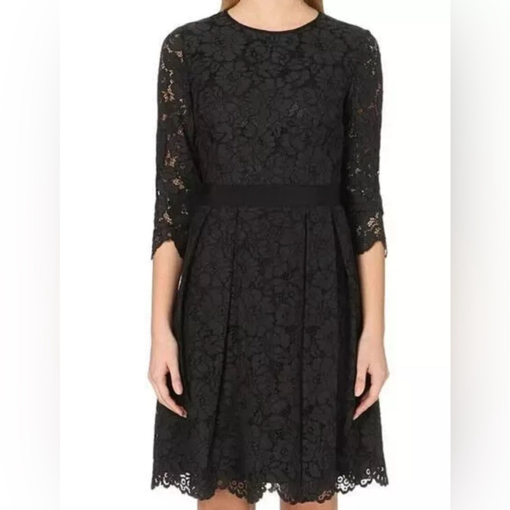 TED BAKER Ameeya Skater Lace Dress Fit Flare 3/4 Sleeve